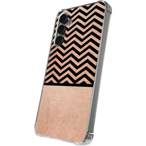 Rose Gold Chevron Split Galaxy S24 Plus Clear Case